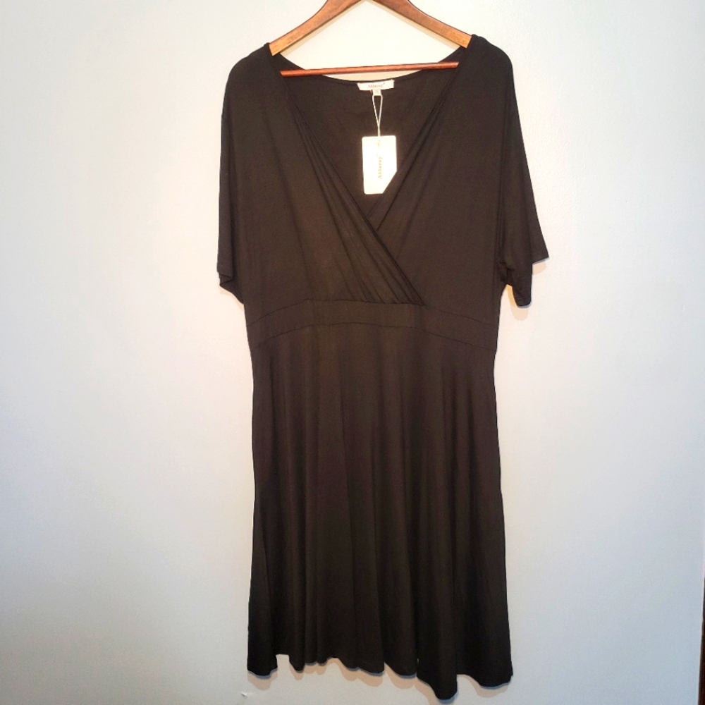 NWT Ahlaray Women's Short Sleeve Faux Wrap Causal Swing Dress with Pocket SZ 2X